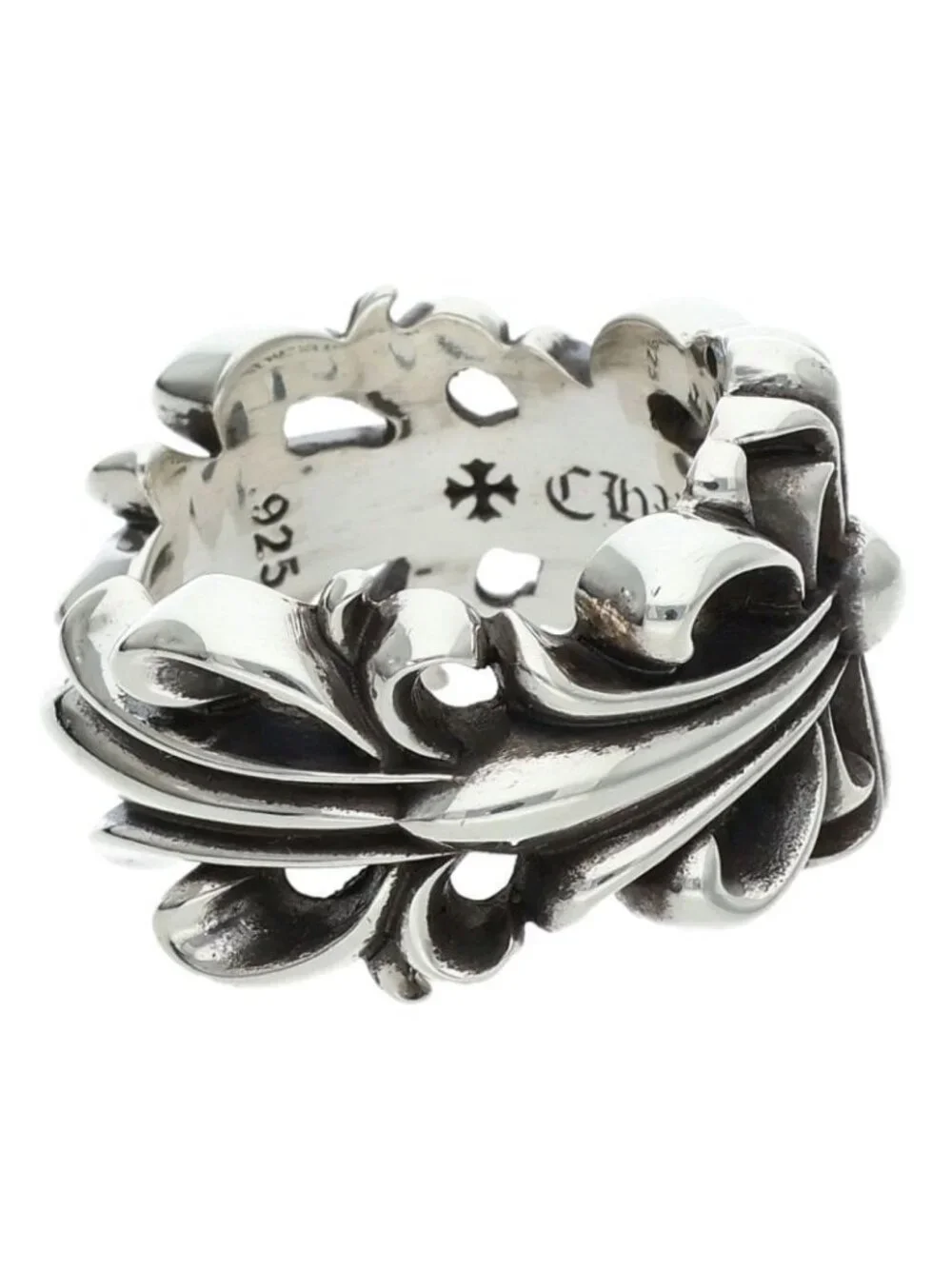 Chrome Hearts Dbl Flrl Crs Double Floral Cross Silver Ring